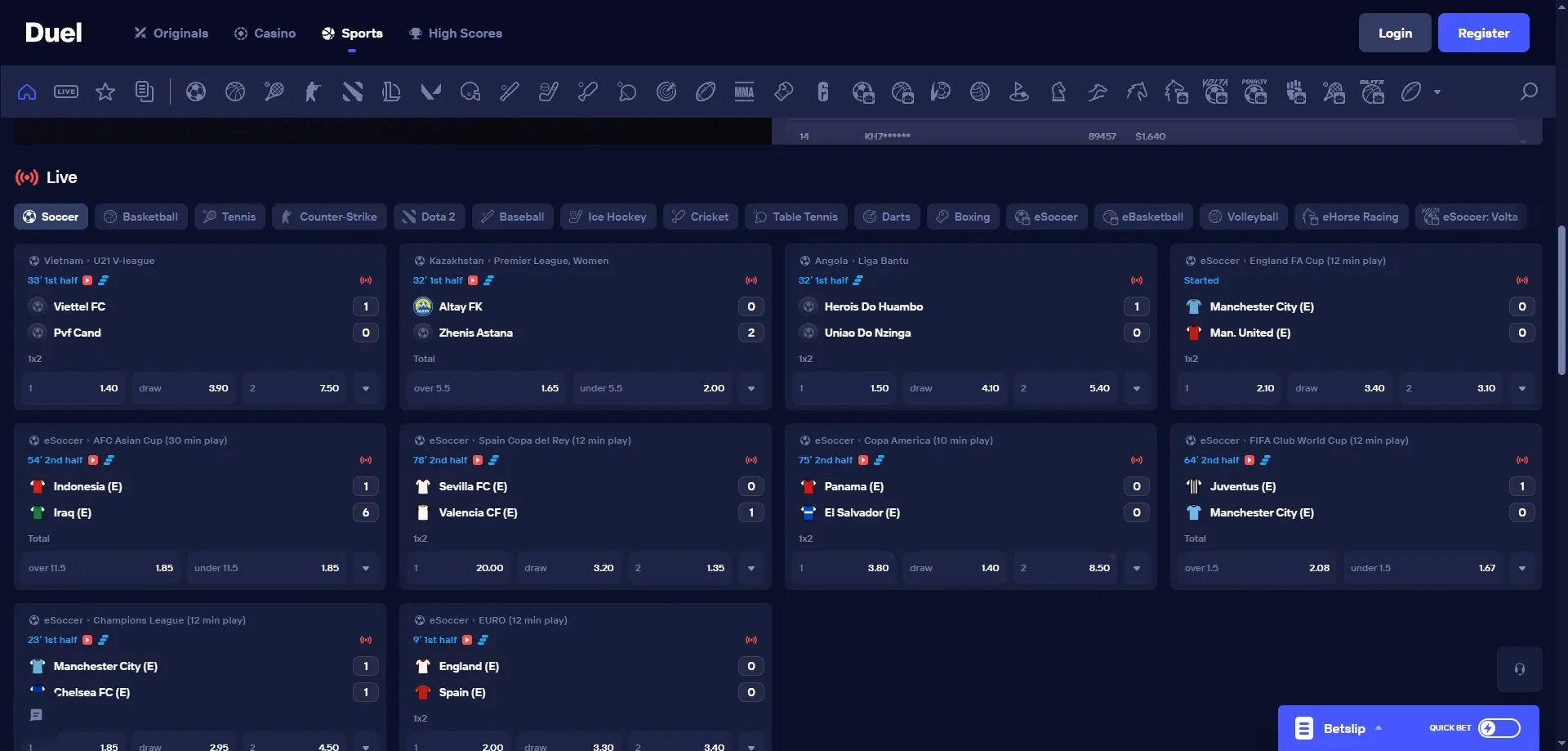 Apuestas deportivas en Duel Casino con Betby – mercados y cuotas